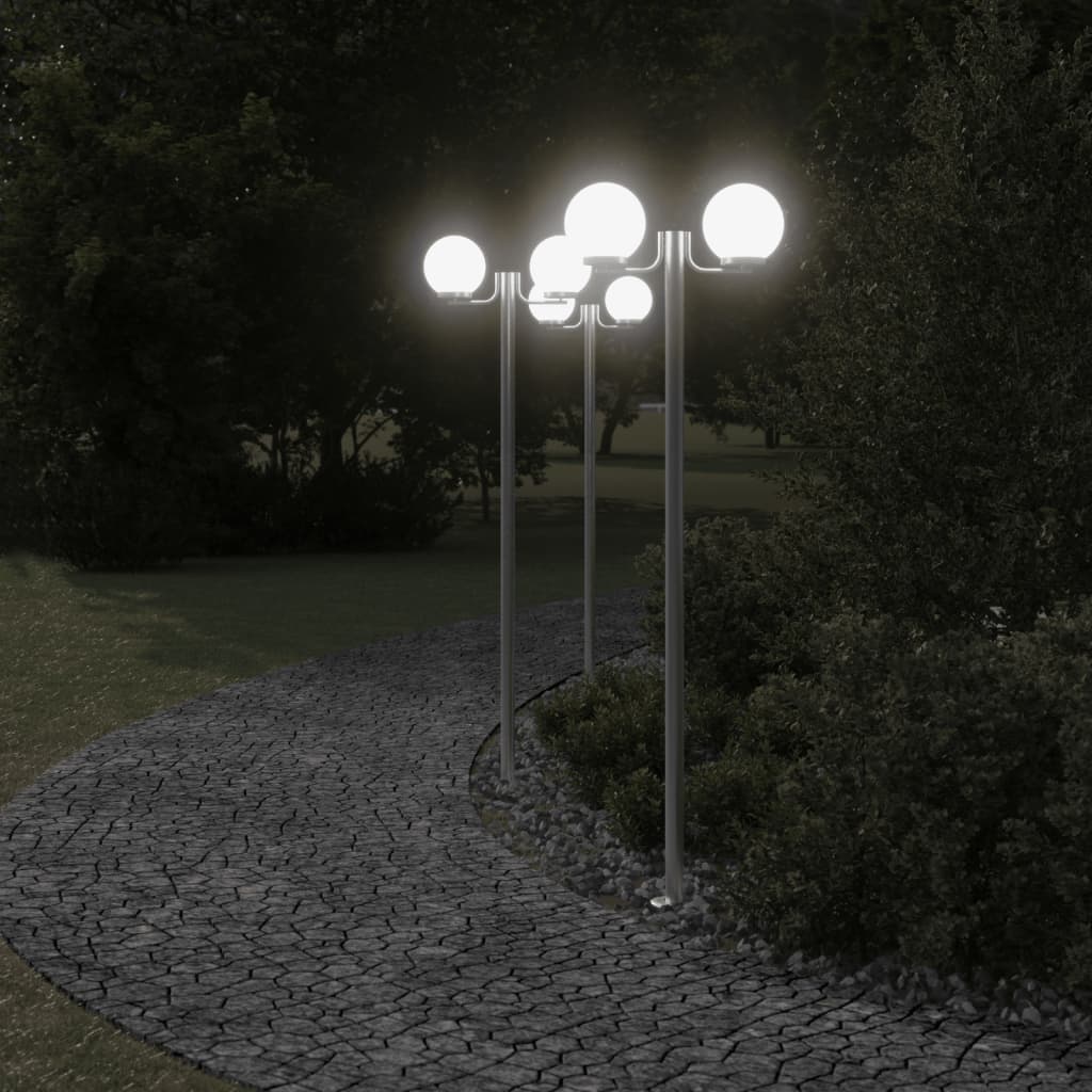 VidaXL Buitenvloerlampen 3 st 215 cm roestvrij staal zilverkleurig