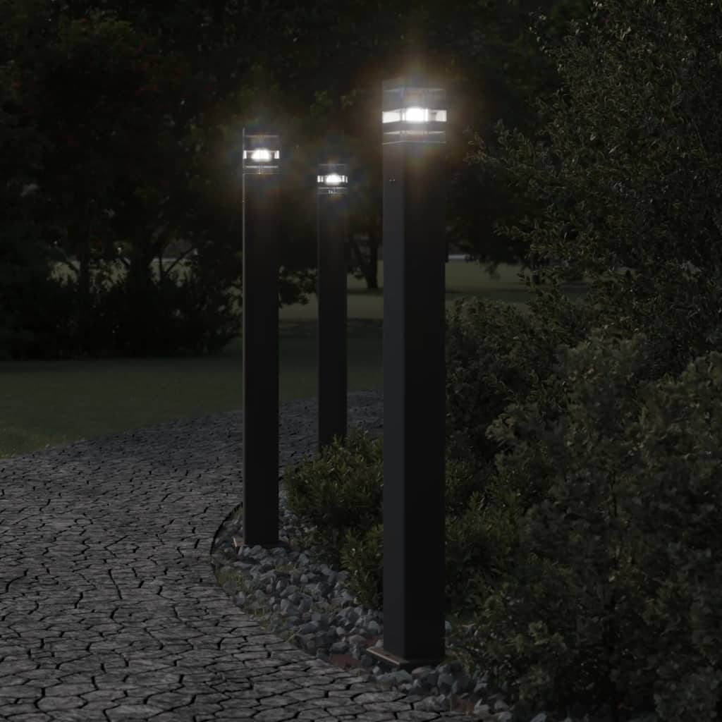 VidaXL Buitenvloerlampen 3 st met stopcontact 110 cm aluminium zwart