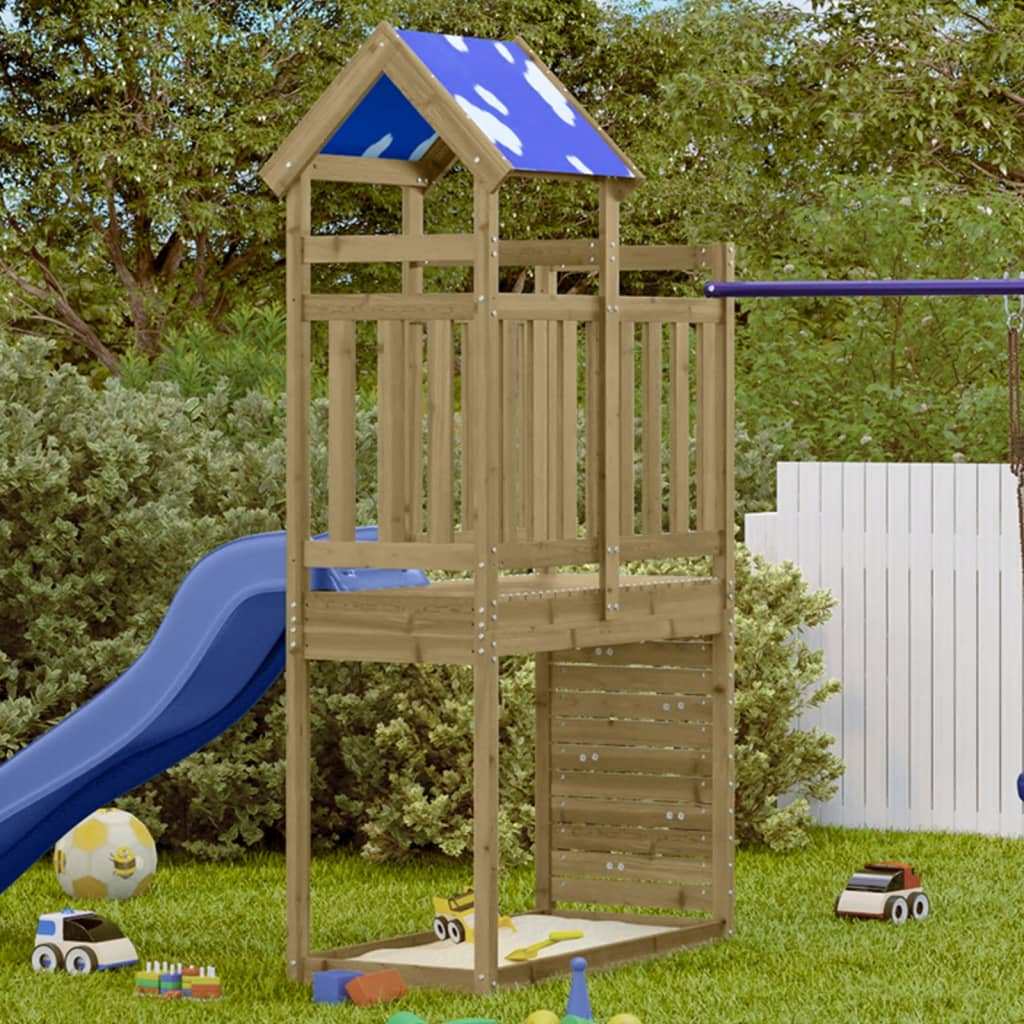 VidaXL Speeltoren met rotswand 110,5x52,5x215 cm geïmpregneerd hout