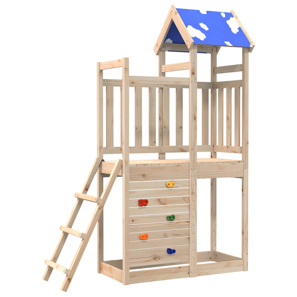 VidaXL Speeltoren met rotswand 110,5x52,5x215 cm massief grenenhout