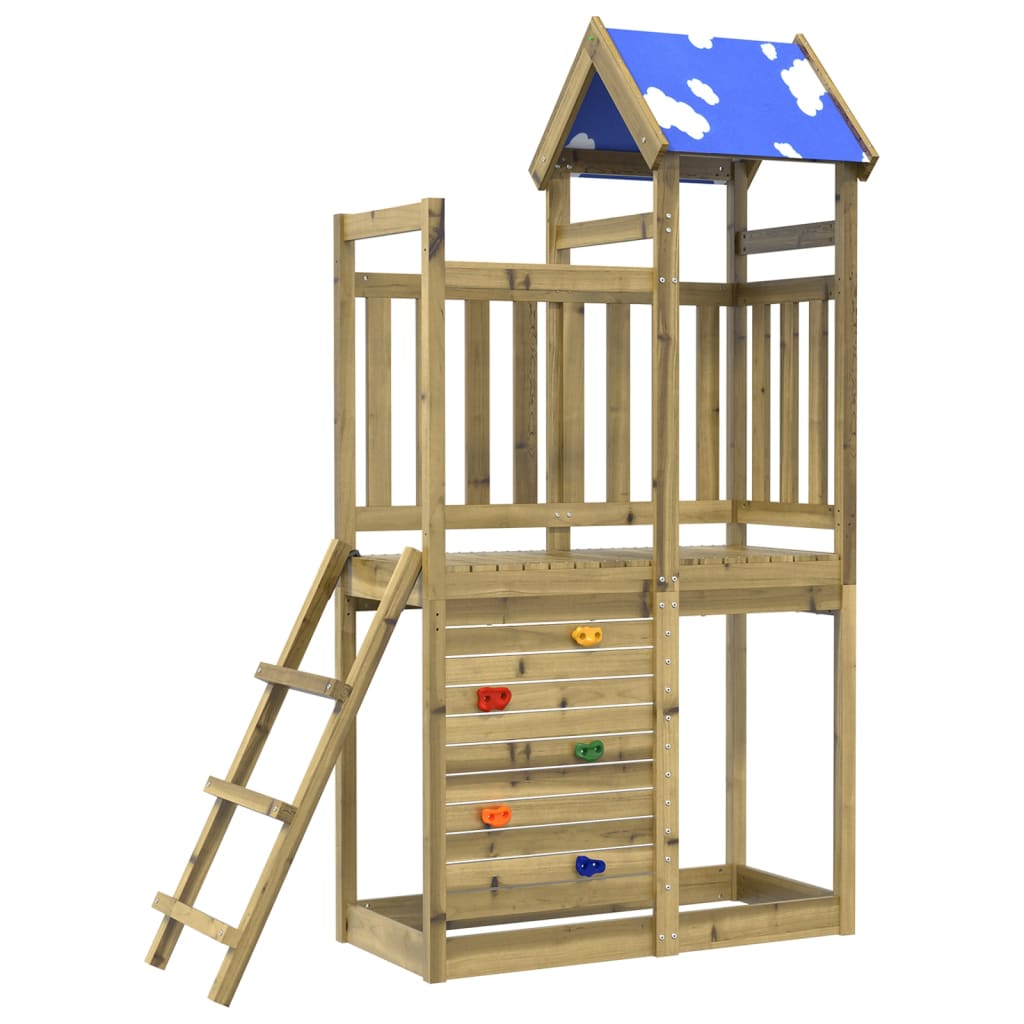 VidaXL Speeltoren met rotswand 110,5x52,5x215 cm geïmpregneerd hout