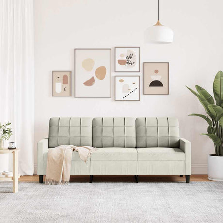 Vidaxl driezitsbank 180 cm fluweel crèmekleurig