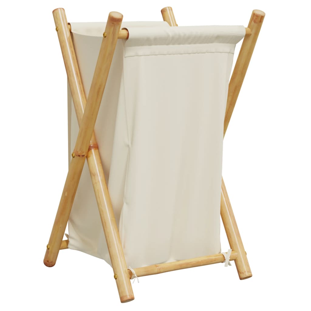 VidaXL Wasmand 41,5x36x63,5 cm bamboe crèmewit