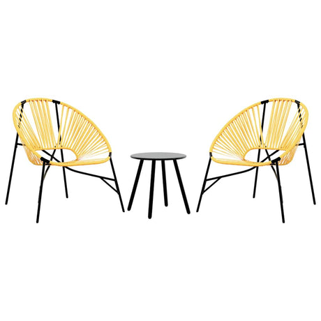Vidaxl set tuinstoelen 3-delig poly rattan zwart en geel