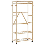 Vidaxl kledingrek met schappen en wielen 90x40x179,5 cm bamboe