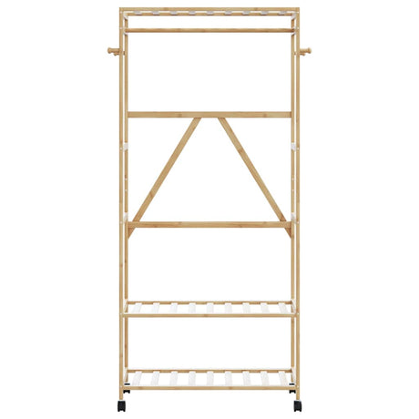 Vidaxl kledingrek met schappen en wielen 90x40x179,5 cm bamboe