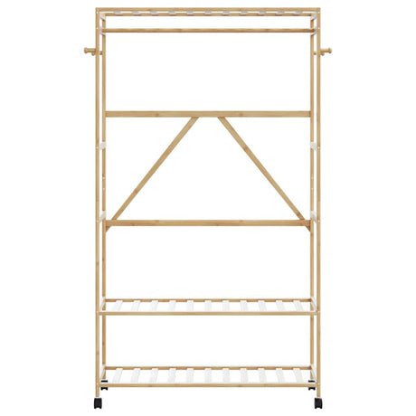 Vidaxl kledingrek met schappen en wielen 110x40x180 cm bamboe