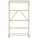 Vidaxl kledingrek met schappen en wielen 110x40x180 cm bamboe