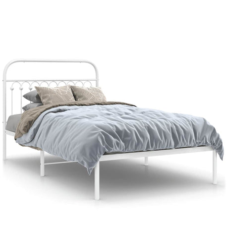Vidaxl bedframe met hoofdbord metaal wit 107x203 cm