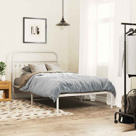 Vidaxl bedframe met hoofdbord metaal wit 107x203 cm