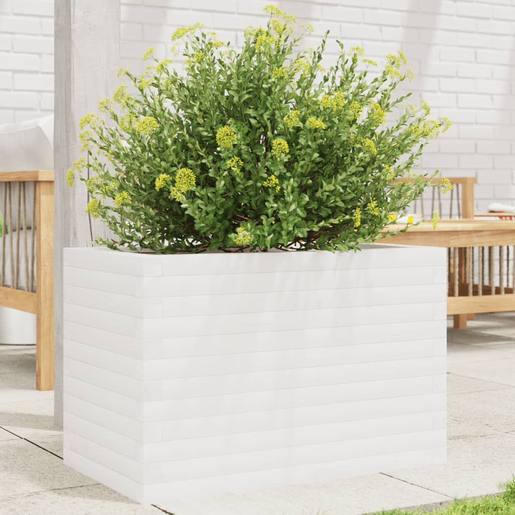 Vidaxl plantenbak 70x40x45,5 cm massief grenenhout wit