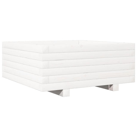 Vidaxl plantenbak 60x60x26,5 cm massief grenenhout wit