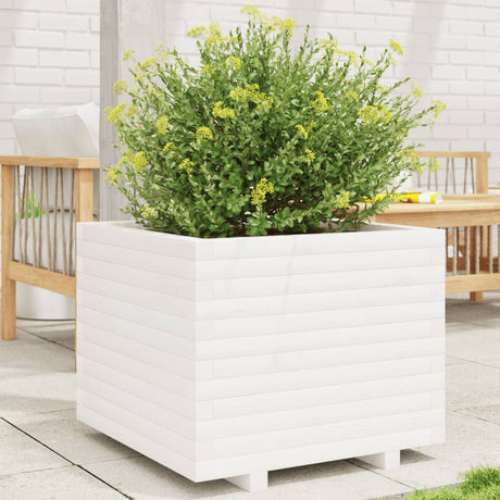 Vidaxl plantenbak 60x60x49,5 cm massief grenenhout wit