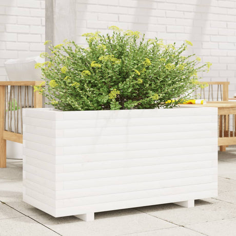 Vidaxl plantenbak 90x40x49,5 cm massief grenenhout wit