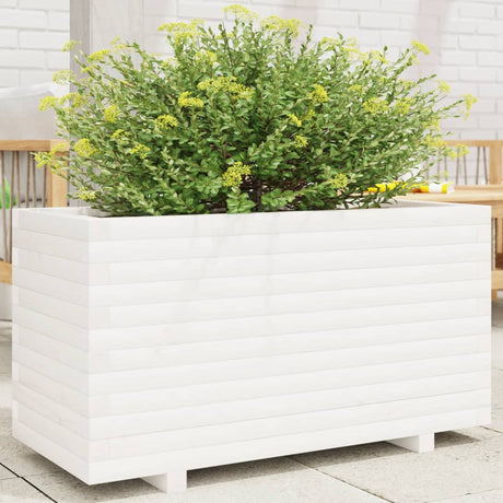 Vidaxl plantenbak 90x40x49,5 cm massief grenenhout wit