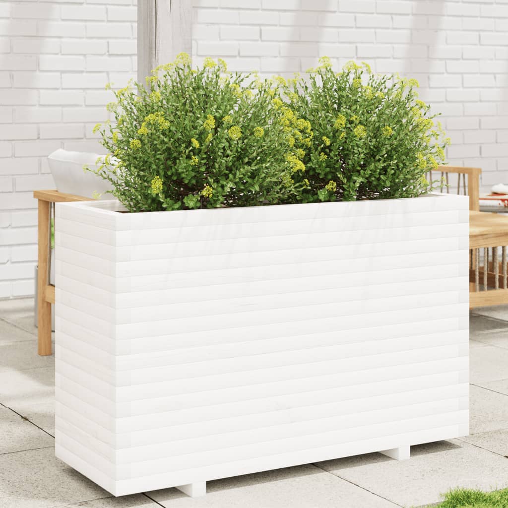 VidaXL Plantenbak 110x40x72,5 cm massief grenenhout wit