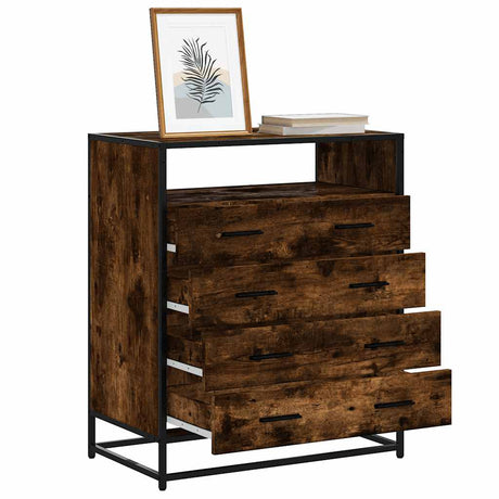 Vidaxl ladekast 70x41x83,5 cm bewerkt hout gerookt eikenkleurig