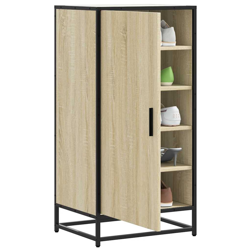 Vidaxl schoenenrek 48x38x97,5 cm bewerkt hout sonoma eikenkleurig