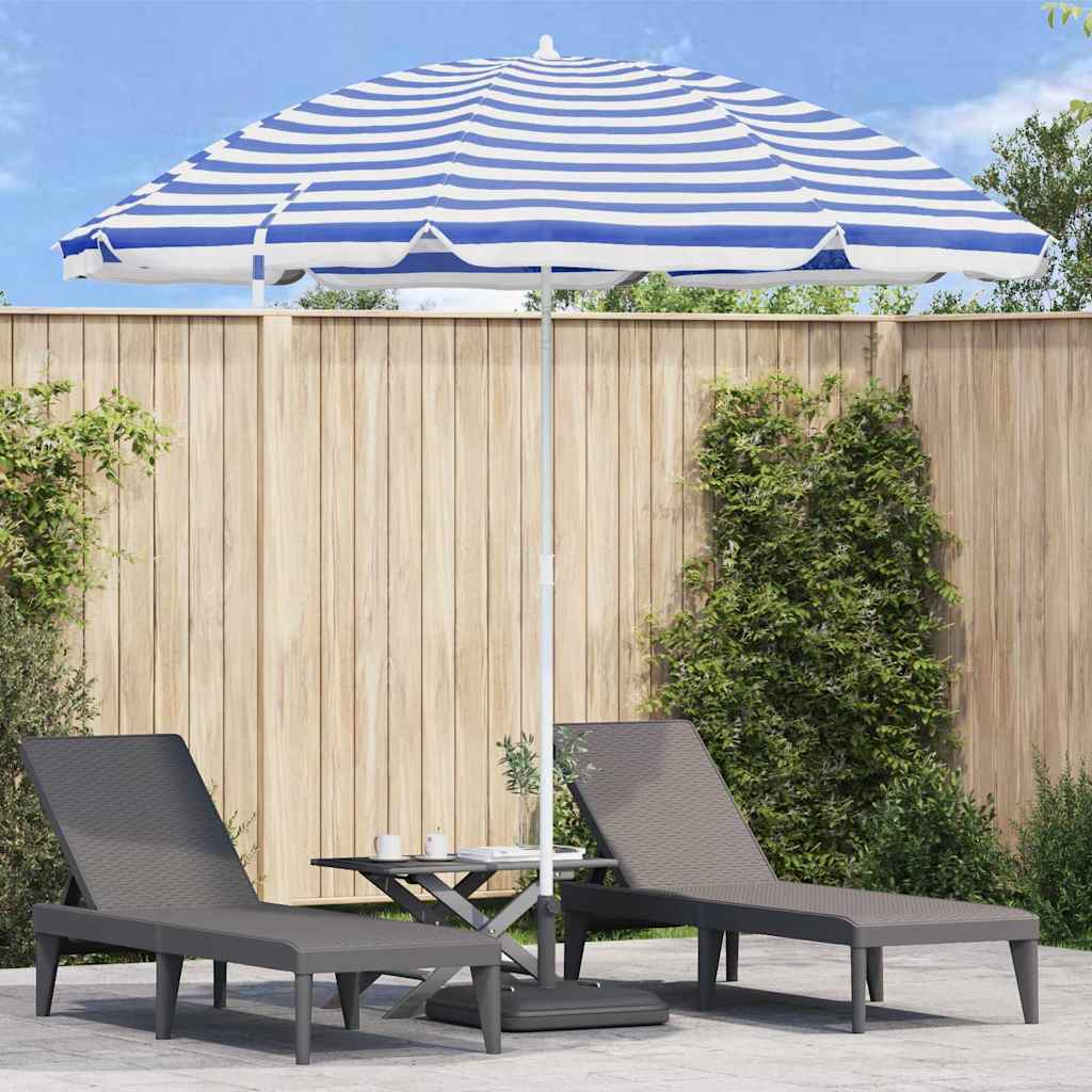 Vidaxl strandparasol blauw en wit 263 x 263 x 272 cm