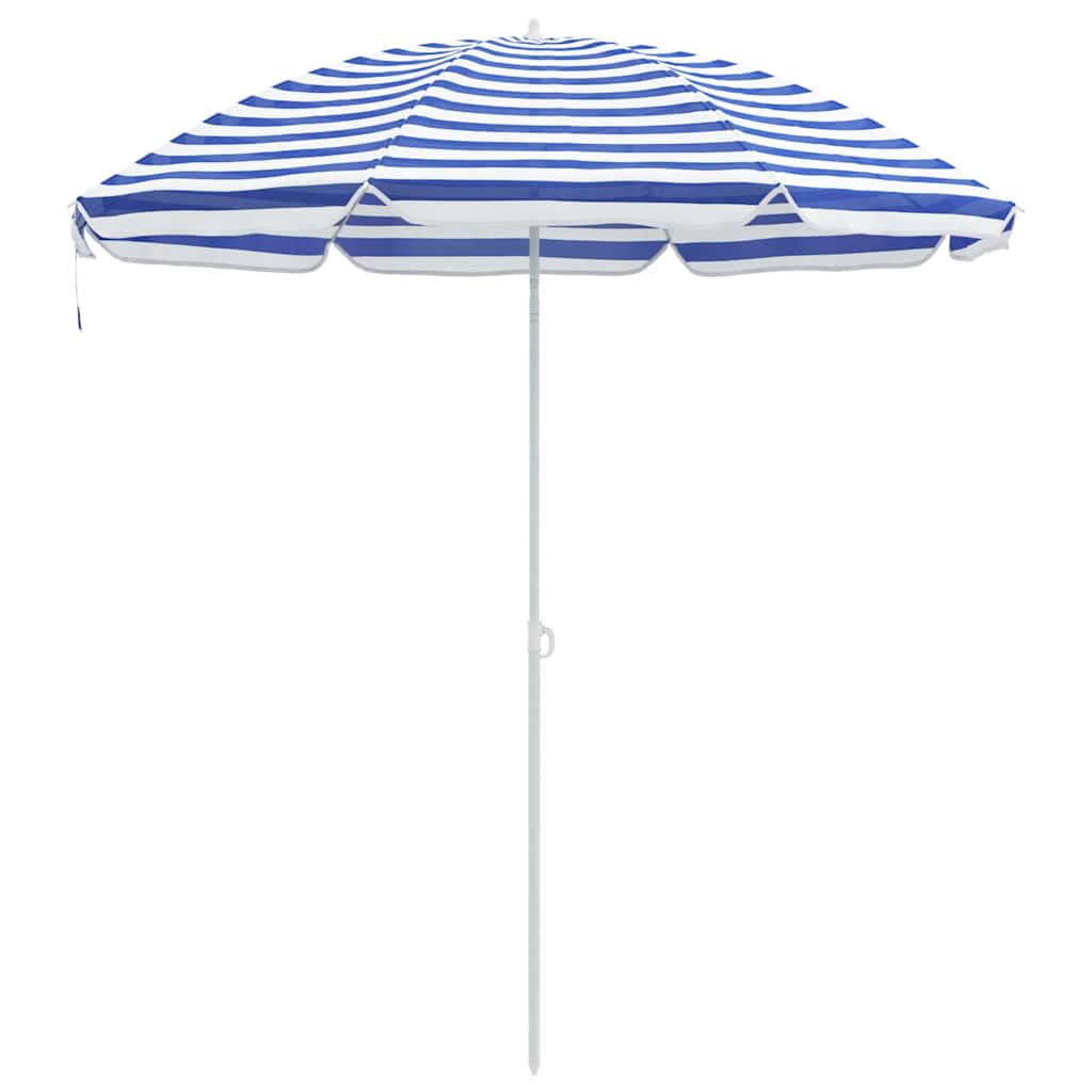 Vidaxl strandparasol blauw en wit 263 x 263 x 272 cm