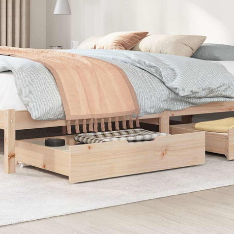 Vidaxl bedlades 2 st met wieltjes 85x55x17 cm massief grenenhout