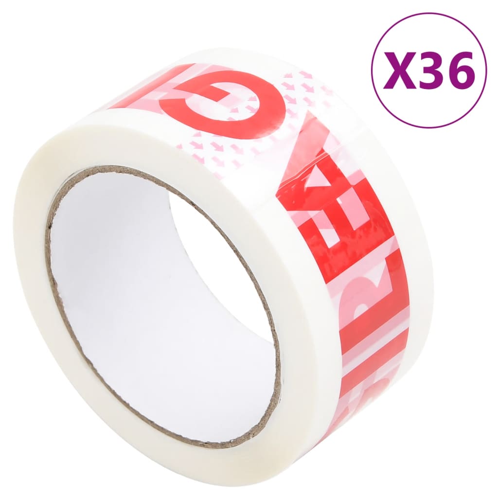 Vidaxl verpakkingstapes 36 st met fragile-print 48 mm x 66 m wit