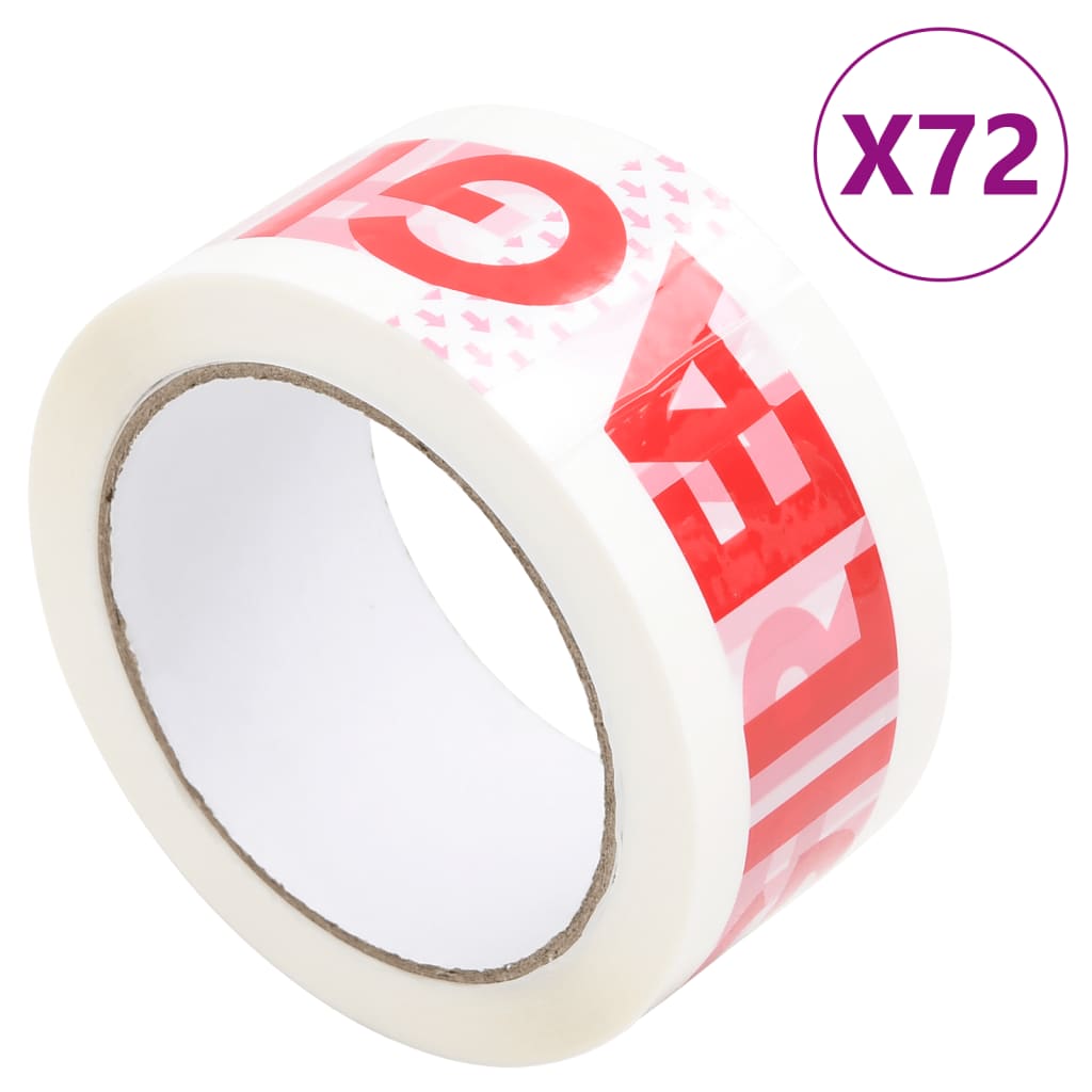 Vidaxl verpakkingstapes 72 st met fragile-print 48 mm x 66 m wit
