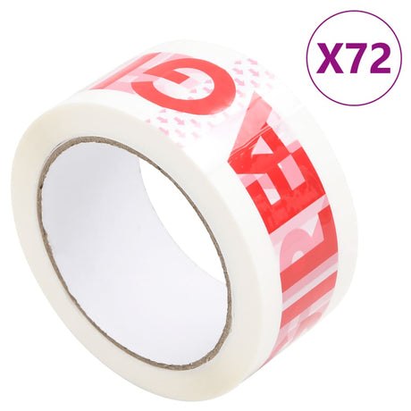 Vidaxl verpakkingstapes 72 st met fragile-print 48 mm x 66 m wit