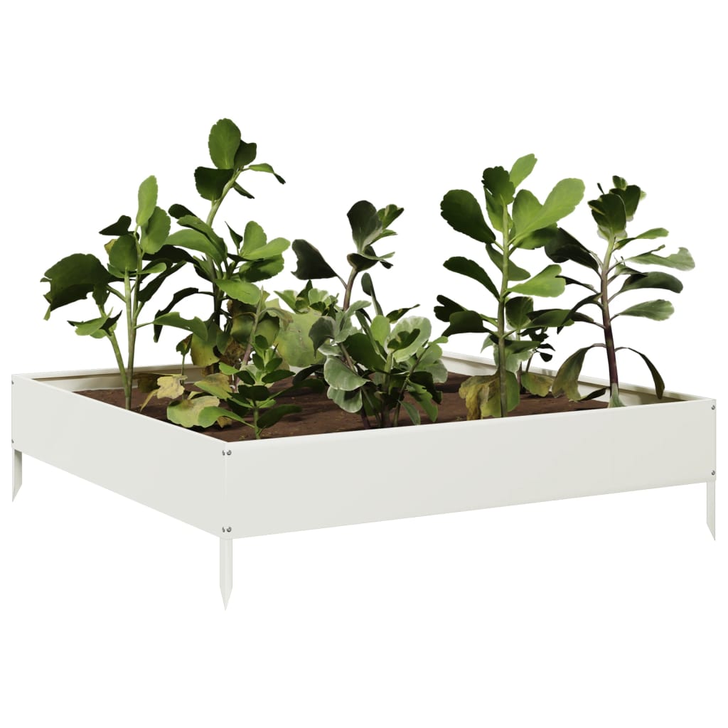 Vidaxl plantenbak verhoogd 100x100x26 cm staal wit