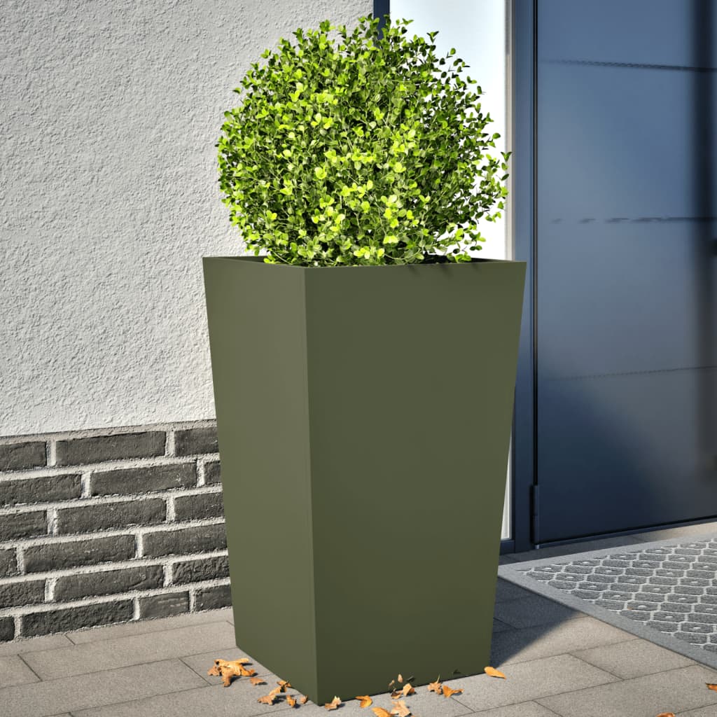 Vidaxl plantenbakken 2 st 45x45x75 cm staal olijfgroen