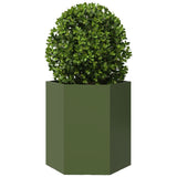 Vidaxl plantenbak zeshoek 46x40x45 cm staal olijfgroen