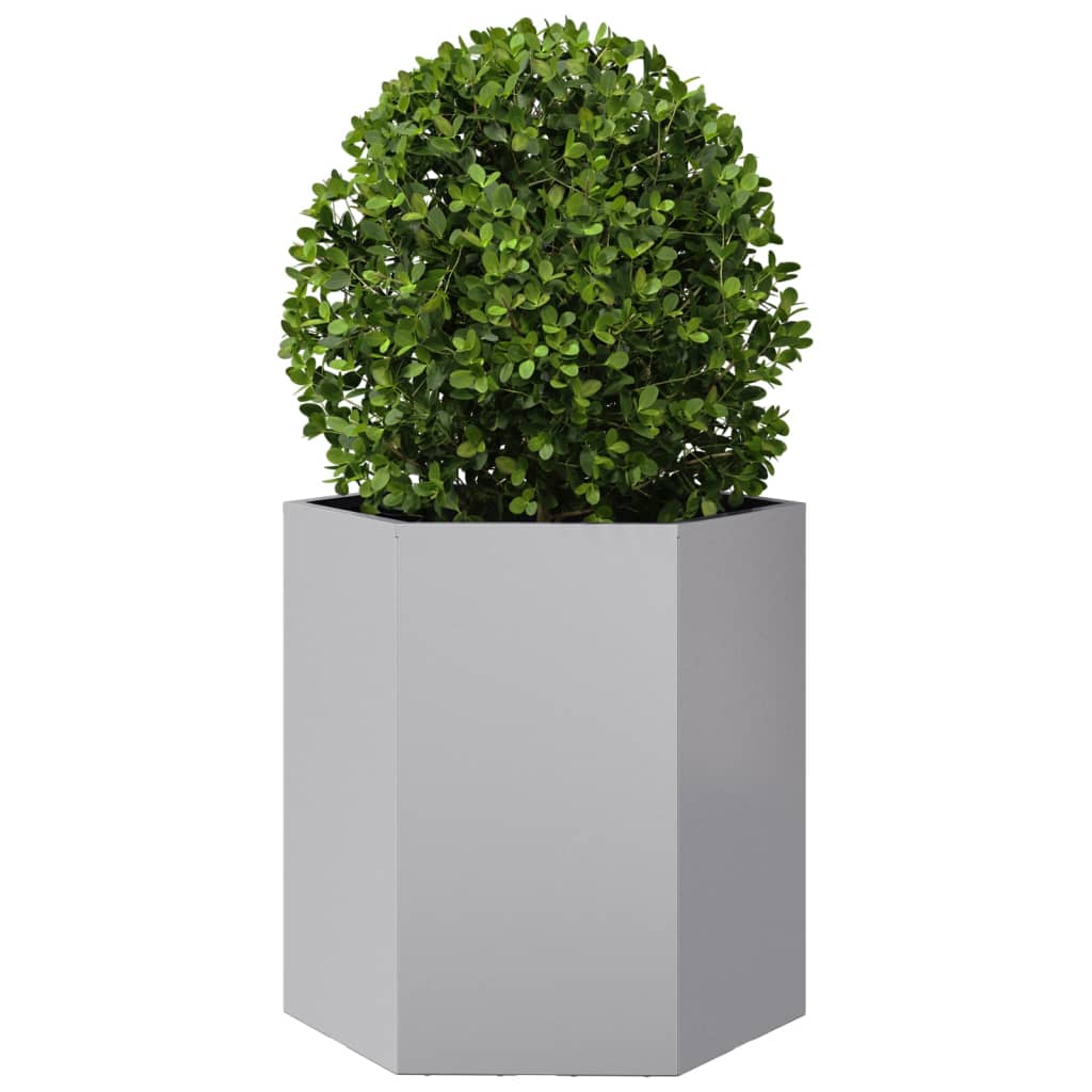 Vidaxl plantenbak zeshoek 46x40x45 cm gegalvaniseerd staal