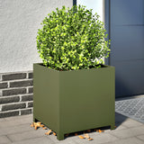 Vidaxl plantenbak 50x50x50 cm staal olijfgroen