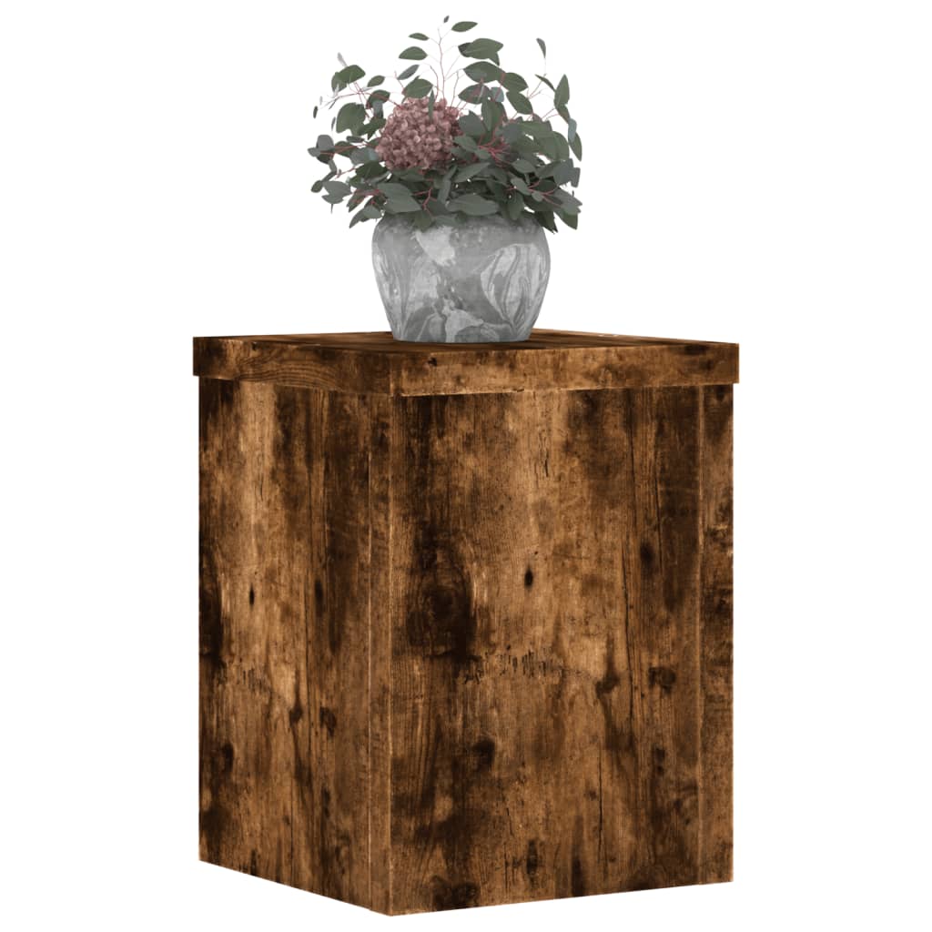 Vidaxl plantenstandaards 2 st 15x15x20 cm bewerkt hout gerookt eiken