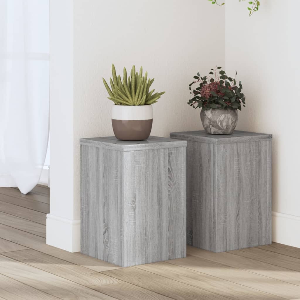 Vidaxl plantenstandaards 2 st 20x20x30 cm bewerkt hout grijs sonoma