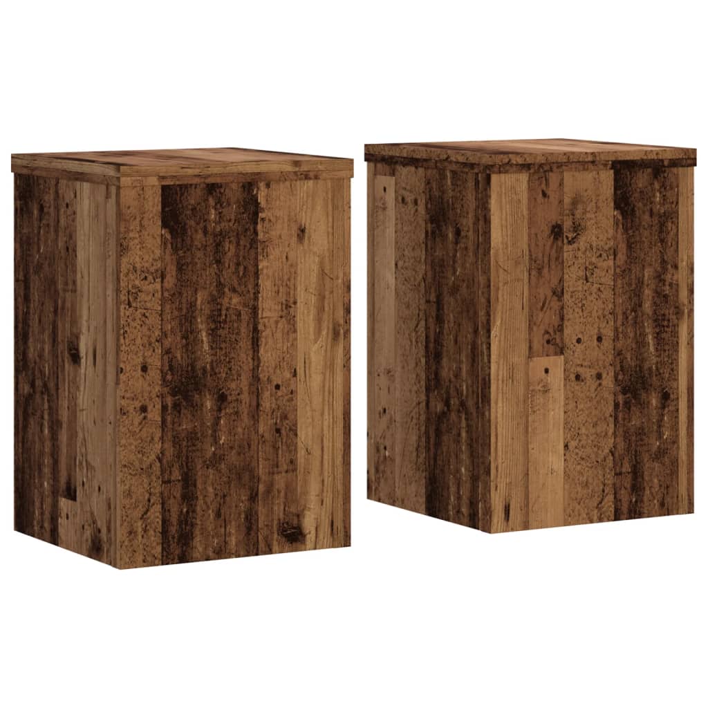 VidaXL Plantenstandaards 2 st 20x20x30 cm bewerkt hout oud houtkleurig