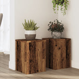 Vidaxl plantenstandaards 2 st 25x25x35 cm bewerkt hout oud houtkleurig