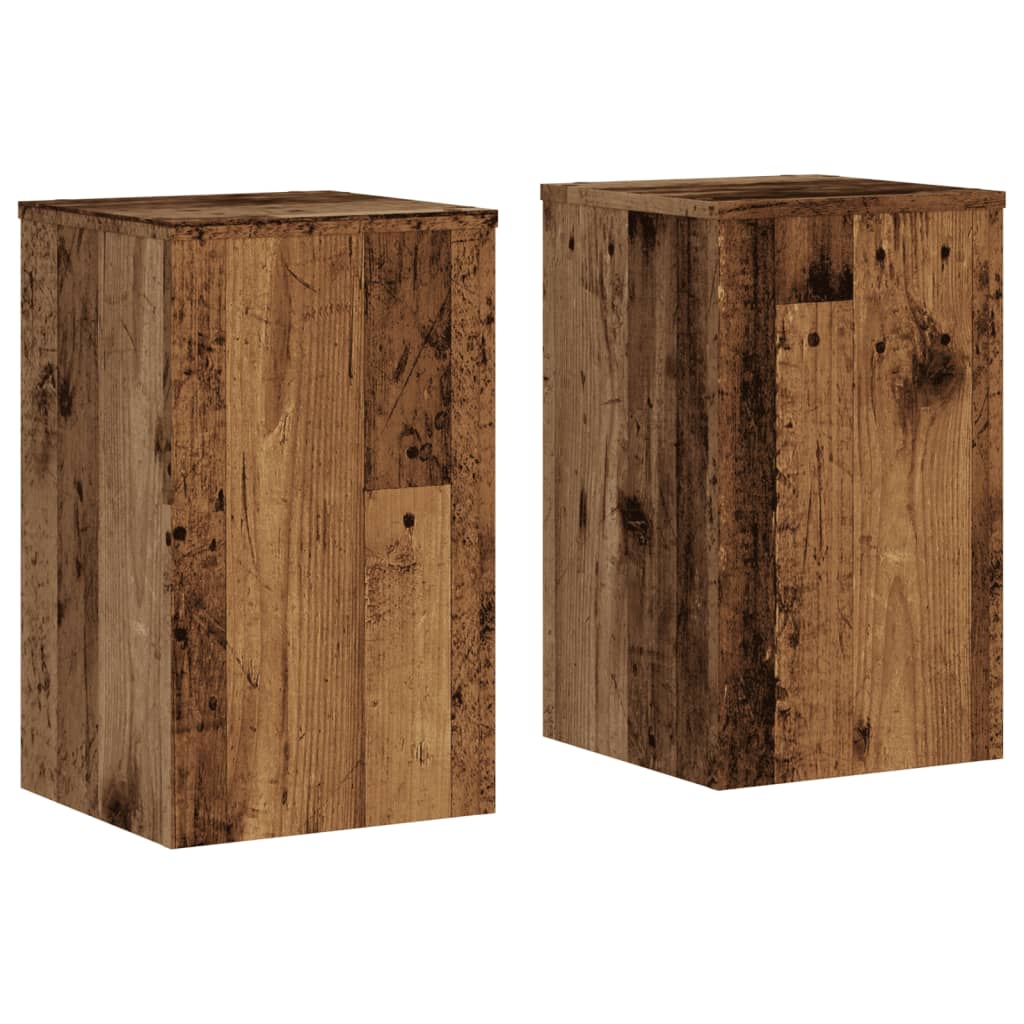 VidaXL Plantenstandaards 2 st 30x30x50 cm bewerkt hout oud houtkleurig