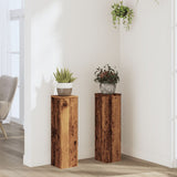 Vidaxl plantenstandaards 2 st 17x17x60 cm bewerkt hout oud houtkleurig