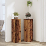 Vidaxl plantenstandaards 2 st 25x25x80 cm bewerkt hout oud houtkleurig