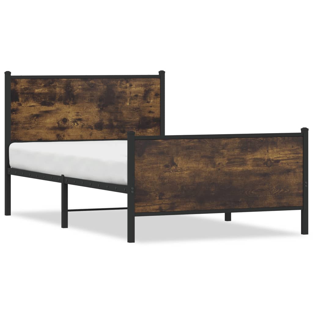 Vidaxl bedframe zonder matras metaal gerookt eikenkleurig 100x190 cm