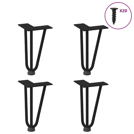 Vidaxl haarnadelpoten voor salontafel 4 st 20 cm massief staal zwart