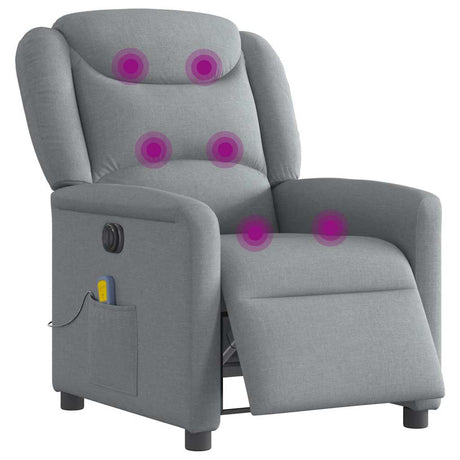 Vidaxl massagestoel elektrisch verstelbaar stof lichtgrijs