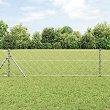 Vidaxl afrasteringspaal zilver 25 x 0,6 m (60 x 60 mm gaas) staal