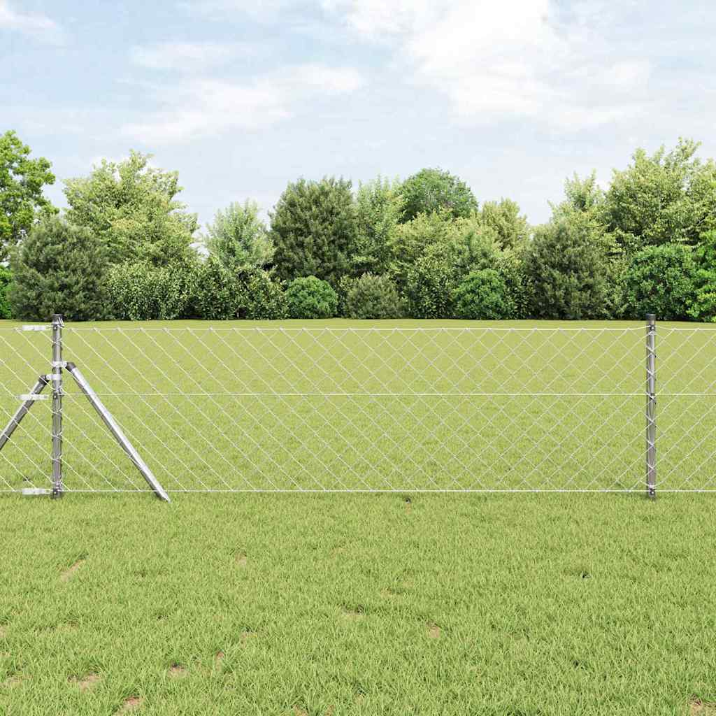 Vidaxl afrasteringspaal zilver 25 x 0,8 m (60 x 60 mm gaas) staal