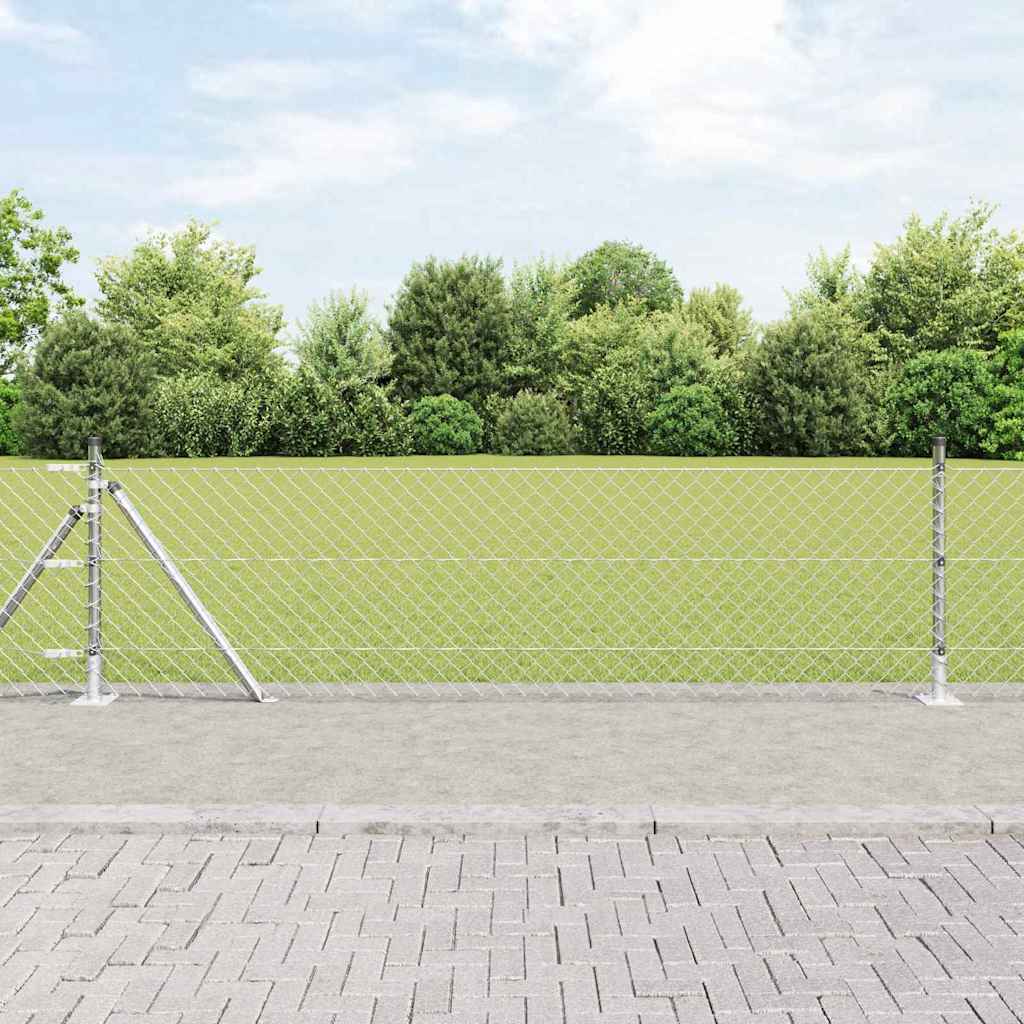 Vidaxl afrasteringspaal zilver 25 x 0,4 m (40 x 40 mm gaas) staal