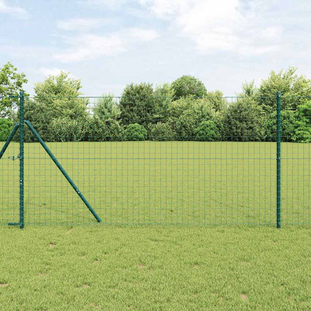 Vidaxl hek met paal groen 1,2 x 10 m staal en pvc