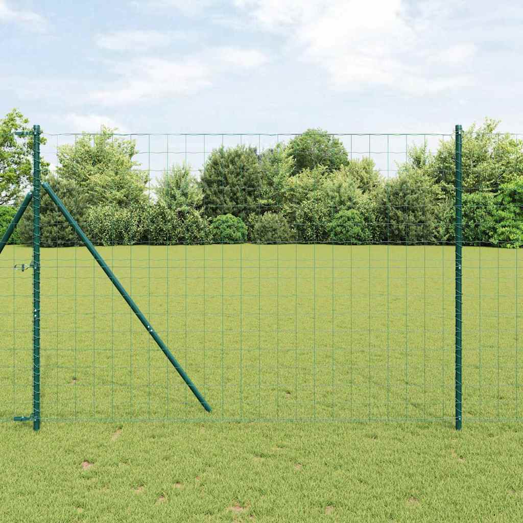 Vidaxl hek met paal groen 1,5 x 10 m staal