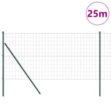 Vidaxl hek met paal groen 1 x 25 m staal en pvc