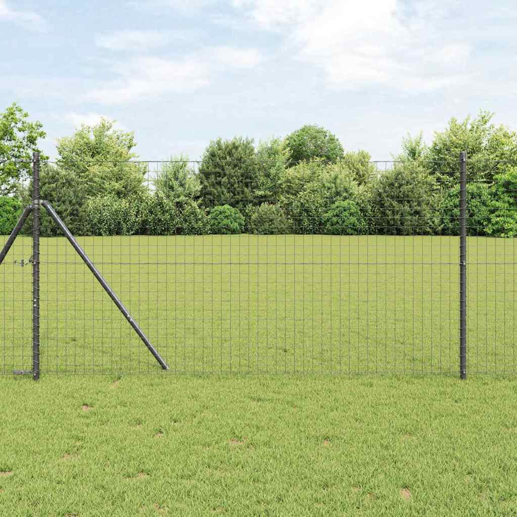 Vidaxl hek met paal grijs 1 x 10 m staal en pvc